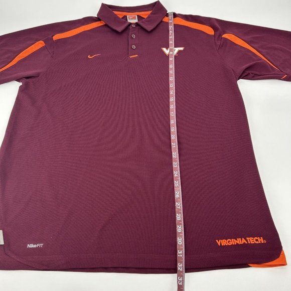 Virginia Tech Hokies‎ Shirt Men's XL Maroon Nike Team Short Sleeve Polo FitDry - Picture 8 of 11